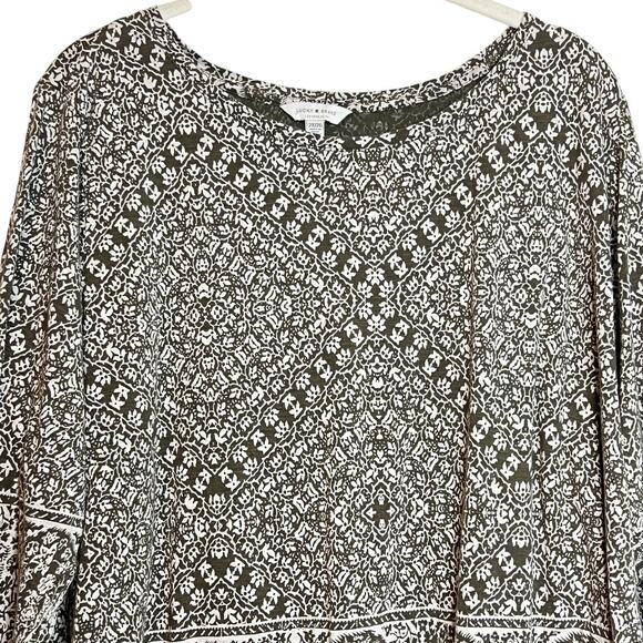 Lucky Brand Womens Knit Top Size 2X Gray Mixed Paisley Print Cotton Modal - Picture 2 of 6